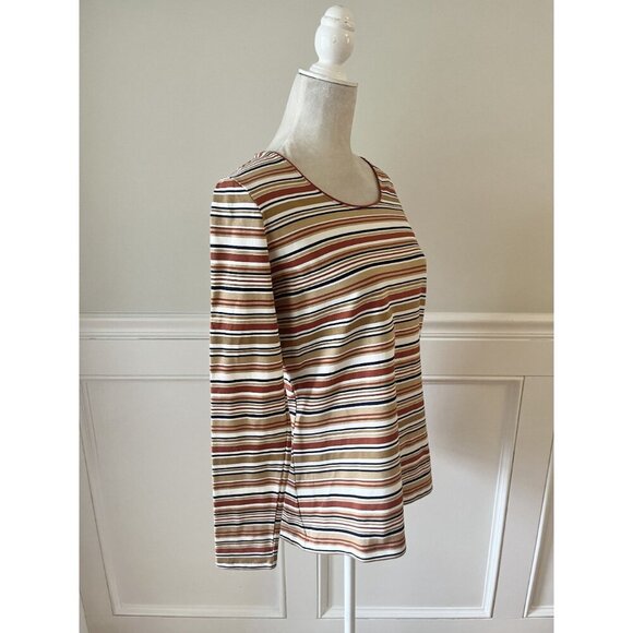 Kim Rogers Womens Striped Long Sleeve Top S Cotton/Spandex New - Picture 2 of 5